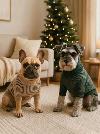 1pc Classic Stripes Pet Sweaters Soft And Cozy Knitwear For Small And Middle Dogs, Thickened Knitted Turtleneck Design Elastic And Warm Puppy Winter Apparel For French Bulldog Pug And Beagle