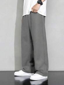 1pc Boys/Teens Casual Solid Color Loose Fit Waffle Knit Pants