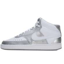 Nike Court Vision Mid 女士多功能防滑减震中帮运动鞋 - 白色/銀色 - 查看 5
