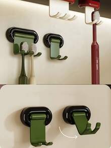 1pc Household Mirror Cabinet Toothbrush Storage Rack, Wall Mounted Non Perforated Toothbrush Storage Rack, Magnetic Suction Antique Style Hanging Rack. Bathroom Storage And Organization. Home And Daily Necessities - Multicolor - View 8