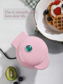 SCISHARE 1PC Wall Plug 350-watt 4-inch Mini Waffle Maker Machine for Individuals, Paninis, Hash Browns, & Other On the Go Breakfast, Lunch, or Snacks, with Easy to Clean, Non-Stick Sides,Pink Heart