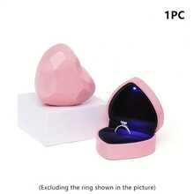 1 pièce Boîte à bijoux en forme de cœur à LED - Boîte cadeau parfaite pour la Saint-Valentin, multicolore avec support pour bague, boîte à bague de mariage