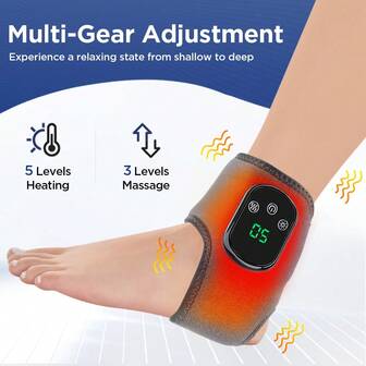 Hailicare Electric Foot Massager Vibration Relaxation Ankle Massager Warm Hot Compress Ankle Brace Joint Sprain Ankle Support Muscle Fatigue Pain Relieve Ankle Protection
