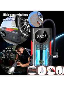 5-In-1 Car Jump Starter & Air Compressor. Includes Jumper Cables, Battery Pack, Digital Tire Inflator, Car Battery Charger, 10L/2.38 Gallon Portable Gas Tank, Fast Charging - Multicolor - View 11