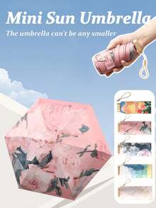 迷你折叠伞，防水便携旅行伞，女士防晒防紫外线伞，遮阳防雨两用，五折超轻便携，迷你旅行伞，防风防晒，99%紫外线防护，男女通用 - 彩色 - 查看 1