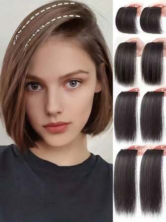 女士隐形无缝发根贴片，增厚蓬松顶部假发片垫，基本款假发替换，用于侧面和顶部头发增强，直发合成接发，光滑蓬松的直发夹式接发 - 女士隐形合成假发垫，万圣节圣诞节发饰，居家美容女士配饰礼品，美发套装，适用于理发店美容旅行必需品