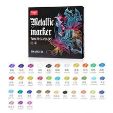 GUANGNA 36 Pennarelli per vernice acrilica brillante - Penne glitter metalliche per l'arte creativa su una varietà di superfici - Perfette per scrapbooking, pittura su rocce, ceramica, vetro, legno, tessuti, tela, tazze per uso artistico professionale