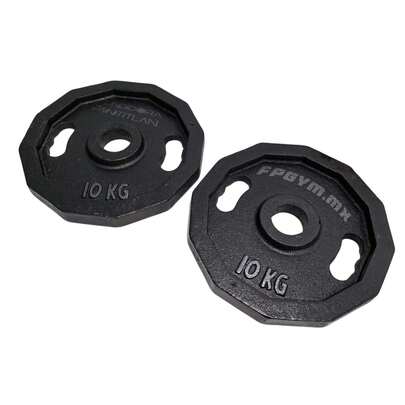 2 discos de 10kg (22lb) cada uno, discos pesas Dos agarres 12 Lados para Barra/Mancuerna Profesional para entrenamiento en casa