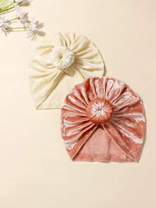 2pcs Baby Velvet Donut Ear Protection Hat Set, Suitable For Everyday Use - Multicolor - View 5