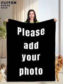 1PC 280gsm1pc Custom Photo Blanket, Custom Flannel Blanket With Photos And Text, Bedding Blanket, Custom Blanket For Bed, Custom Pictures Blanket, Personalized Photos Blanket For Family, Custom Image Blanket, Personalized Family Blanket With Image Washable Cute, Funny Custom, Unique, Personalized Ideal Gifts For Boyfriend, Ideal Gifts For Girlfriend, Ideal Gifts For Him, Ideal Gifts For Friends Boyfriend, Girlfriend, Friends Sofa, Bed, Car, Tea Room, Bedroom, Living Room, Bathroom, Dining Room,For Office - 彩色 - 查看 1