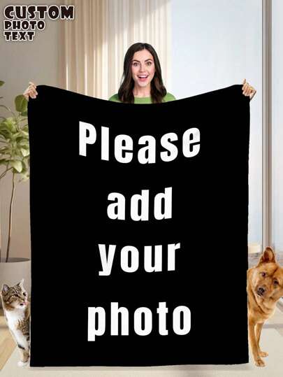 1PC 280gsm1pc Custom Photo Blanket, Custom Flannel Blanket With Photos And Text, Bedding Blanket, Custom Blanket For Bed, Custom Pictures Blanket, Personalized Photos Blanket For Family, Custom Image Blanket, Personalized Family Blanket With Image Washable Cute, Funny Custom, Unique, Personalized Ideal Gifts For Boyfriend, Ideal Gifts For Girlfriend, Ideal Gifts For Him, Ideal Gifts For Friends Boyfriend, Girlfriend, Friends Sofa, Bed, Car, Tea Room, Bedroom, Living Room, Bathroom, Dining Room,For Office