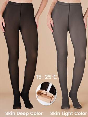 1/2 Pairs Women's Black Sheer Tights, Plus Size, Tummy Control, Butt Lift, High Elasticity, Anti-Pilling Pantyhose, Suitable For Casual Wear, Office Wear, And Business Wear In Autumn And Winter