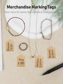 100 piezas Etiquetas de marcado blancas con cordón, Etiquetas colgantes para joyas, Etiquetas de precio con cordón, Etiquetas de etiquetado en blanco para precios de regalos, joyas, ropa, etiquetas de precio de mercancías, etiquetas de prendas de vestir, etiquetas de regalos para fiestas