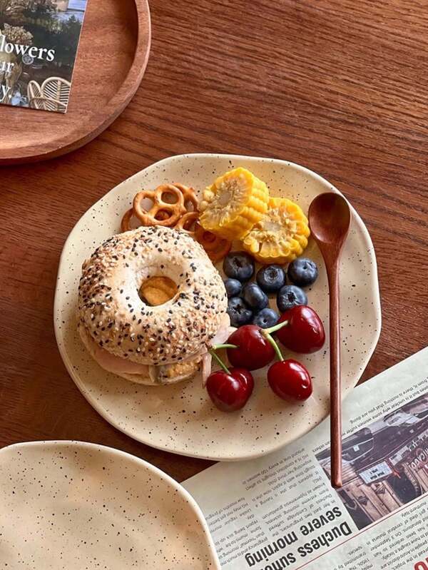 1pc Asymmetrical Western-Style Splatter Plate, High-End Dessert Cake Plate, Breakfast Bread Dish, Western-Style Pasta & Steak Plate, Jewelry Storage Tray, Suitable For Home, Restaurant, Cafe, Dessert Shop, Gift, Gathering, Party