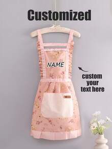 1pc Customized Printed Stylish Apron, Women's Elegant Customized Printed Apron, Waterproof And Stain Resistant, Apron Cute Lace Skirt Apron,Black Stain Resistant Apron,Sleeveless Apron,For Home, Kitchen - Multicolor - View 16