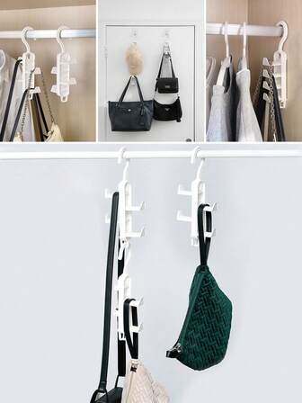 1Pc/3Pcs/5Pcs Bag Holder Rack,Cap Holder Rack,Tie Holder Rack,4 Hooks Plastic Hanger Organizer,Storage Plastic Hook ,Waterproof, Rust-Proof, Detachable And Easy To Store,Suitable For Bedroom, Bathroom, Toilet, Dormitory,Travel