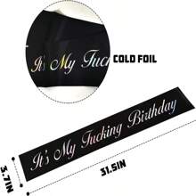 1 件“我的生日”腰带，黑色缎带，带闪亮字体 - 趣味生日派对腰带 - 生日女王派对装饰用品，男女皆宜，圣诞节