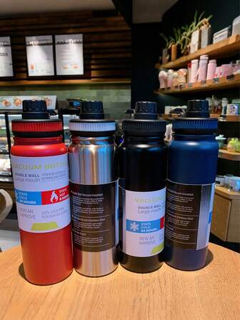 1 st 28oz/800ml vakuumflaska med handtag, isolerad vattenflaska, vakuummugg för bilen, isolerad vattenmugg, färgglad sportvattenflaska lämplig för varma och kalla drycker, fyra årstider, presenter