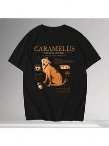 Unisex Cotton T-Shirt Caramel Dog Brasiliensis Aesthetic T-Shirt Shirt - màu đen - Xem 1