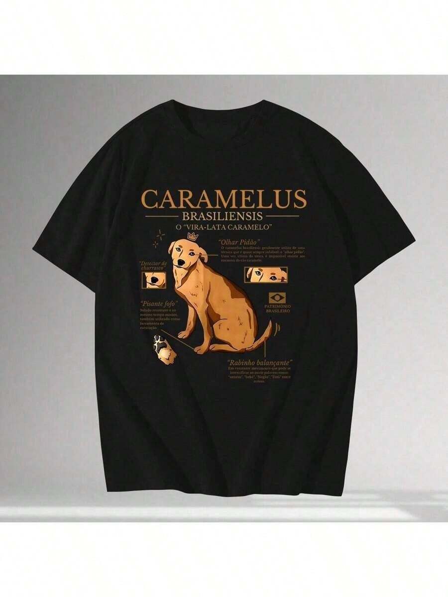 Unisex Cotton T-Shirt Caramel Dog Brasiliensis Aesthetic T-Shirt Shirt - màu đen - Xem 1