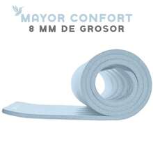 MUUK FITNESS Tapete de Yoga Foamy Antideslizante 150 x 59 cm | Esterilla Ligera de 8 mm con Correa de Transporte| Almohadilla para Rodillas y Codos | Material EVA Resistente, Ligero y Cómodo | Ideal para Ejercicio en Casa, Gimnasio, Parque, Viajes, Meditación y Estiramientos - Azul Pastel - Ver 6