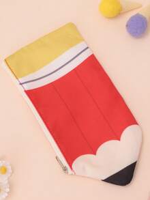 1pc Large Capacity Pencil Pattern Pencil Case, Pencil Shaped Pencil Box/Cartoon Print Pencil Box, Cute Portable Travel Cosmetic Bag, Stationery Pencil Pouch, Miscellaneous Storage Bag, Perfect Back To School Pencil Case, School Supplies, Pencil Bag, Backpack - Multicolor - View 13