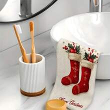 1set/2 Pieces /100 Pieces Christmas Socks And Sledd-Patterned Kitchen Towels And Rags Are Suitable For Interior Decoration In Restaurants, Kitchens And Bathrooms, Party Decoration, Holiday Gifts, And Can Also Be Given As Christmas Gifts - Multicolor - View 3
