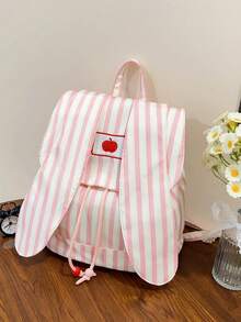 1 Stück College-Stil Rucksack mit süßen Hasenohren, großes Fassungsvermögen, vielseitiger Pendler-Rucksack für den Außenbereich, geeignet für alle Gelegenheiten, leichter Rucksack für den Schulstart, verstellbare Schultergurte, bequem und vielseitig, geeignet für Ausgehen, Outdoor, täglichen Gebrauch, ideal als Geschenk zum Schulstart (Sternanhänger nicht enthalten) - Rucksack mit Hasenohren - Übersicht 4