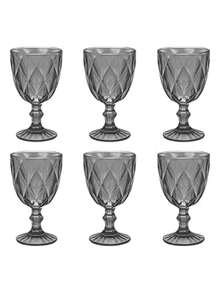 Juego de 6 copas de vidrio (240 ml) Bluelander, diseño elegante y resistente, perfectas para vino, agua o cócteles, ideales para reuniones y celebraciones - Gris Oscuro - Ver 1