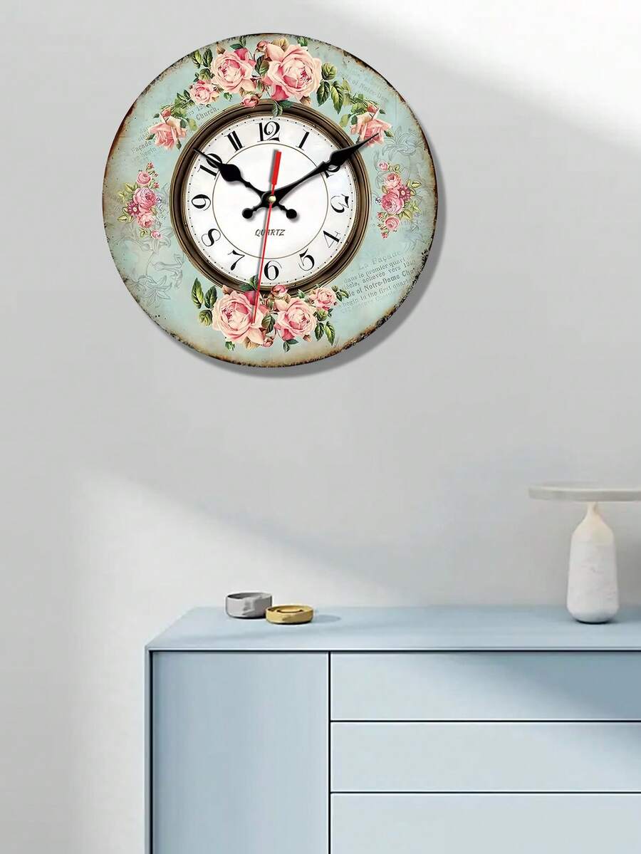 [Đồng hồ treo tường họa tiết hoa cổ điển] Đồng hồ gỗ treo tường họa tiết hoa hồng hồng cổ điển, chuyển động thạch anh im lặng, màn hình hiển thị analog tròn, chạy bằng pin | Lý tưởng cho phòng khách, phòng ngủ, sân trong, quán cà phê, văn phòng - Trang trí nhà hiện đại, trang trí lãng mạn, thủ công tinh xảo - Nhiều màu - Xem 1