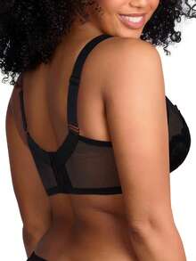 MIMILEMON Plus Size Women's Black Lace Lingerie Breast Comfort Breathable Bra, Lift - Black - View 3