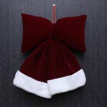 Wine Red Bows Christmas Tree Decorations Winter Holiday Decorative Bow For Xmas Home Fence Stairs Railing Fireplace Decor