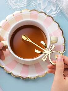 1 Piece/3 Pieces/6 Pieces Coffee Spoon, Long Handle Dessert Spoon, Heart Butterfly Coffee Spoon, Heart Bow Hanging Cup Spoon, Stainless Steel Coffee Stirring Spoon, Table Spoon, Stainless Steel Heart Bow Spoon, Stainless Steel Honey Spoon, Baking Spoon, Ice Cream Spoon, Heart-Shaped Design Spoon, Cute Spoon, Tea Spoon,