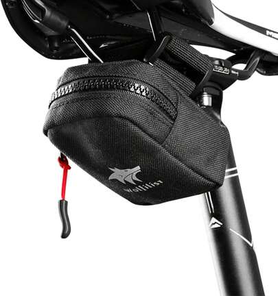 WOLFILIST - Bolsa Compacta para Sillín de Bicicleta - Se Adapta Debajo del Asiento para Fácil Almacenamiento - Pequeña y Duradera