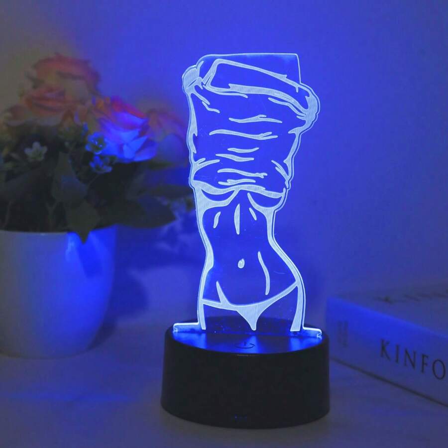 1 pezzo Luce notturna LED 3D unica e sexy di una donna, alimentata tramite USB, lampada di atmosfera RGB a 7 colori, adatta per camera da letto, scrivania, decorazione per feste, regalo ideale per compleanni, San Valentino, Natale