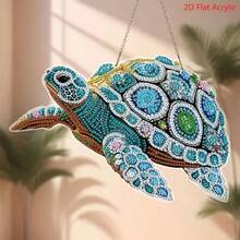 1pc 6.3 Inch X 9.45 Inch Acrylic Diamond Painting Set - Gorgeous Turtle Wall Art, Asymmetrical Shape Diamonds, DIY Acrylic Diamond Painting Kit, Animal Theme Home Decor Craft Supplies - Unique Birthday & Holiday Gift