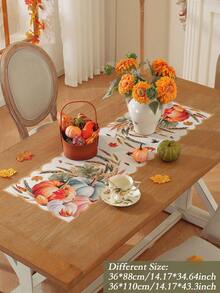 1 pièce Chemin de table en polyester imprimé numériquement, motif citrouille et blé, convient pour la table à manger, le meuble TV, la commode, les étagères, la décoration d'intérieur, les festivals, Halloween, les fêtes, les mariages, toutes les saisons, plusieurs tailles disponibles