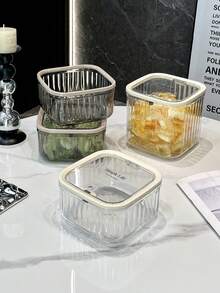 2PCS/1PC洗衣珠收纳桶家用浴室收纳罐按压盖收纳盒洗衣液储存罐香氛珠专用盒浴室精致透明包装罐 - 彩色 - 查看 7