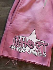 男士夏季轻便快干短裤，带抽绳的休闲沙滩短裤，印花纯色设计，适合日常穿着 - 粉色 - 查看 4