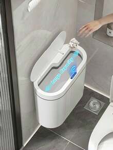 1 PC Smart Sensor Trash Can With Silent Close, Automatic Sensing, Odor-Resistant Design, And AA Battery Power (Batteries Not Included). Suitable For Kitchen, Bathroom, Living Room, Office.