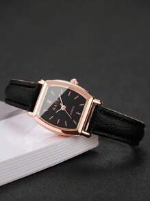 3pcs/Set Women's Elegant Fashion Leather Band Barrel Dial Small Dial Quartz Wrist Watch, Casual Style (Watch Box Not Included) - Multicolor - View 8