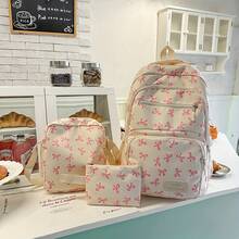 Women'S Backpack Set 3pcs Women'S Backpack Set - Multi-Purpose Bag Combo With Adjustable Straps & Bow Pattern Large Capacity With Multiple Pockets Suitable For College Students, Ladies For Travel Suitable For Returning To School And Starting School - Blue - View 6