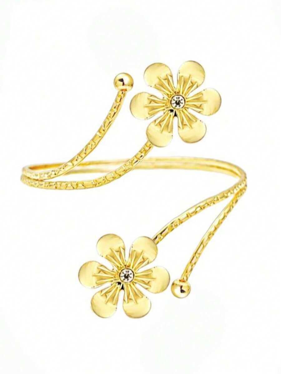 New Open Flower Armband, European And American Fashion Niche Armband - Dorado - Ver 1