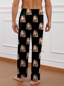 Printstory Customized Men's Pajamas, Personalized With Any Pattern, Unique Customized Gift, Suitable For Couples, Family, Friends, Holiday Parties - Black - View 3