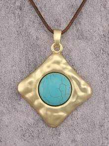 1 件波西米亚风格水滴吊坠项链，适合女士，时尚复古多色树脂绿松石项链，树脂配饰，适合海滩、日常佩戴，适合送给女朋友、姐妹、长辈的礼物