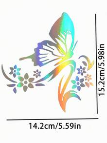1pc Fashionable Butterfly Car Sticker, Reflective Butterfly Floral Engine Hood Car Decal