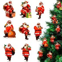 15 sztuk czarnych drewnianych ozdób świątecznych z wizerunkiem Świętego Mikołaja, afroamerykańskie ozdoby świąteczne z wizerunkiem Świętego Mikołaja, czarne ozdoby choinkowe z wizerunkiem Świętego Mikołaja, drewniane ozdoby z wizerunkiem Świętego Mikołaja, wystrój domu, wystrój pokoju, zima