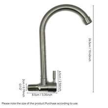 Stainless Steel Kitchen Faucet, Wall-Mounted Single Cold Water Sink Faucet, Suitable For Simple Installation In Home Kitchen, Washing Machine, And Public Facility Sinks Kitchen Items Kitchen Accessories Kitchen Tools - Silver - View 6