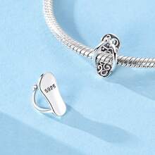 925 Sterling Silver Vintage Flip-Flop Spacer Bead Fits Original Bracelet Necklace, Beach Vacation Jewelry Gift (Summer Holiday)