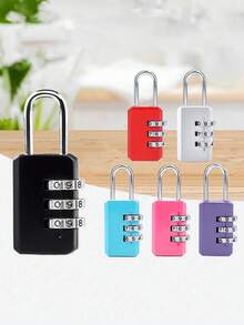3-Digit Combination Lock - Premium Metal Anti-Theft Padlock, Suitable For Luggage, Gym Lockers And Backpacks, Travel Accessory, Compact Design, Ideal For Storing School Supplies, Drawers, Gym Lockers, Luggage And Backpacks, Portable, Travel Essential - Multicolor - View 9